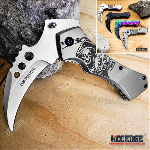 Pocket Knife Camping Accessories Survival Kit 5 Inch Grim Reaper Scythe Tacti...
