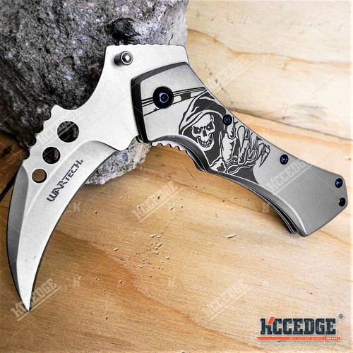 Pocket Knife Camping Accessories Survival Kit 5 Inch Grim Reaper Scythe Tacti... - Image 4