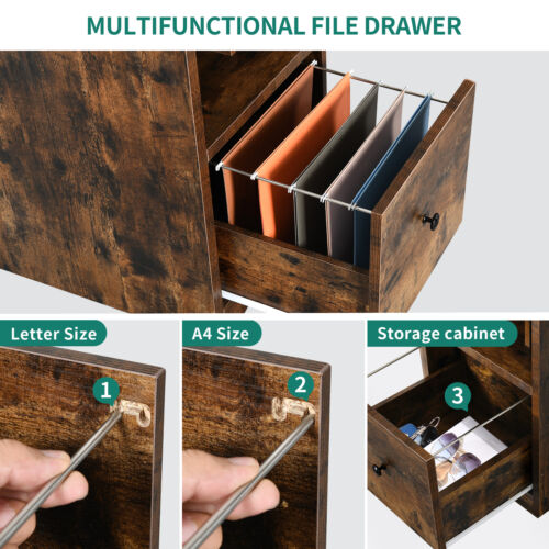 67" L Shaped Gaming Desk Home Office Computer Desk w/ File Drawer LED Lights