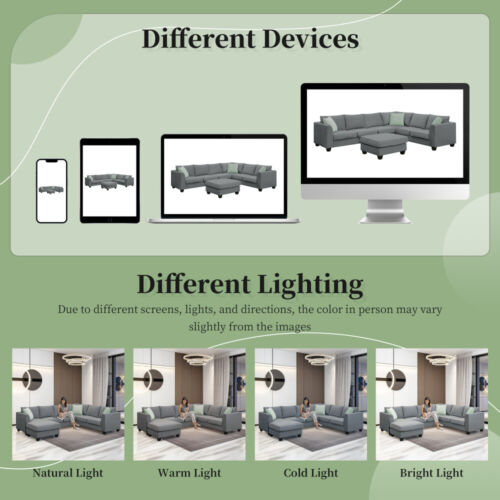 112*87" Sectional Sofa Couches Living Room Sets, 7 Seats Modular Sectional Sofa - Image 11