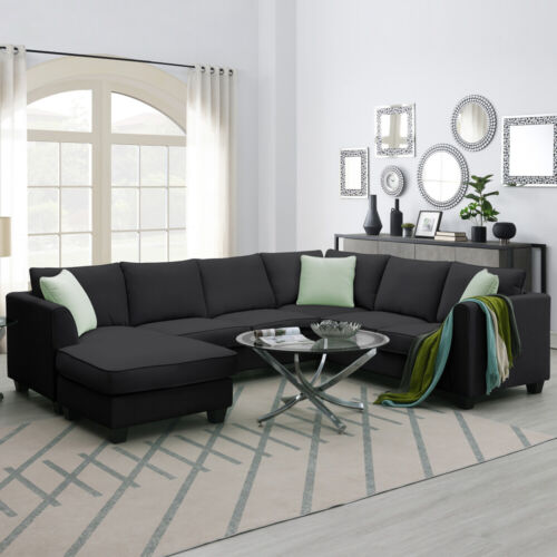 112*87" Sectional Sofa Couches Living Room Sets, 7 Seats Modular Sectional Sofa - Image 25