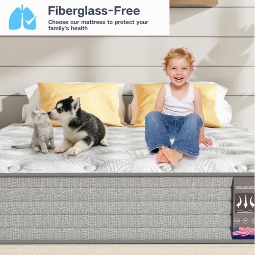 12" 14" Gel Memory Foam Twin Full Queen King Spring Hybrid Mattress in a Box - Image 4