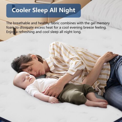 12" 14" Gel Memory Foam Twin Full Queen King Spring Hybrid Mattress in a Box - Image 11