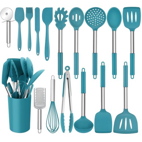 Cooking Utensil Set 17 Piece Stainless Steel Heat Resistant Kitchen Gadget Tools - Image 6