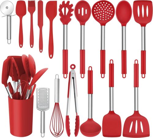 Cooking Utensil Set 17 Piece Stainless Steel Heat Resistant Kitchen Gadget Tools - Image 22
