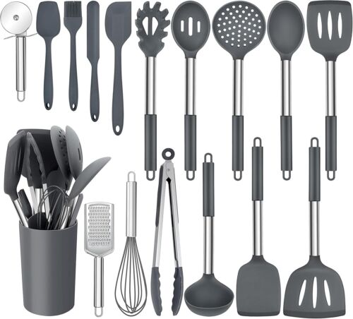Cooking Utensil Set 17 Piece Stainless Steel Heat Resistant Kitchen Gadget Tools - Image 26