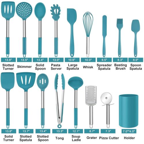 Cooking Utensil Set 17 Piece Stainless Steel Heat Resistant Kitchen Gadget Tools - Image 30