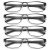 4 PK Mens Rectangular Blue Light Blocking Reading Glasses Spring Hinge Readers