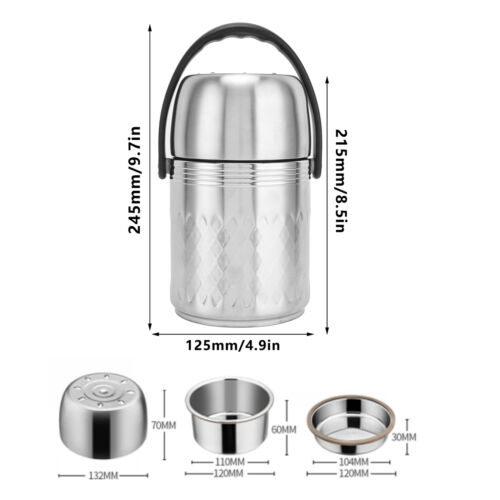 Hot Food Flask Stainless Steel Lunch Box  Vacuum Insulated Trave Portable - Image 2