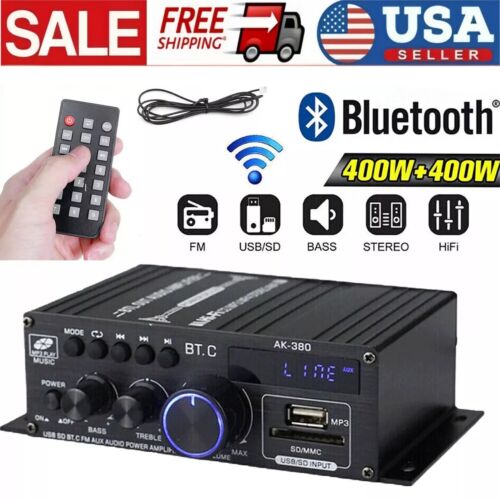 800W 2 Channel bluetooth Mini HIFI Power Amplifier Audio Stereo Amp Home Car FM