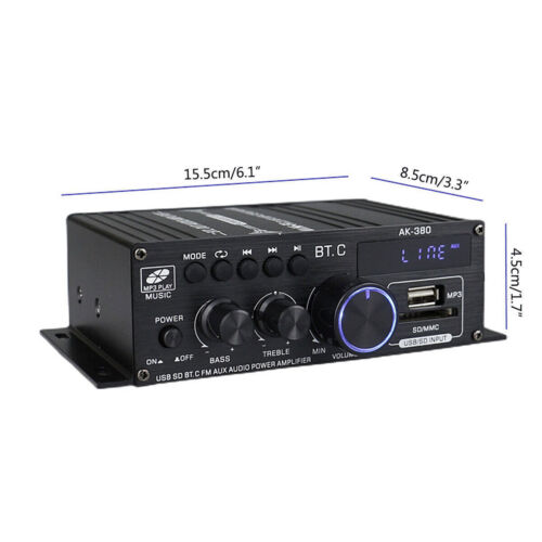 800W 2 Channel bluetooth Mini HIFI Power Amplifier Audio Stereo Amp Home Car FM - Image 7