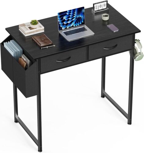 Small Computer Desk for Home Office, 32" Working PC Table with 2 Fabric Drawers