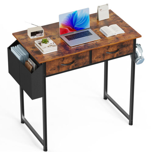 Small Computer Desk for Home Office, 32" Working PC Table with 2 Fabric Drawers - Image 8