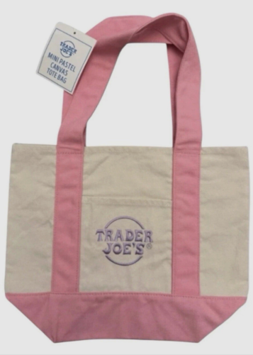 Trader Joe's Pastel Mini Canvas Tote Bags 2025 LIMITED EDITION NWT LOT OF 4