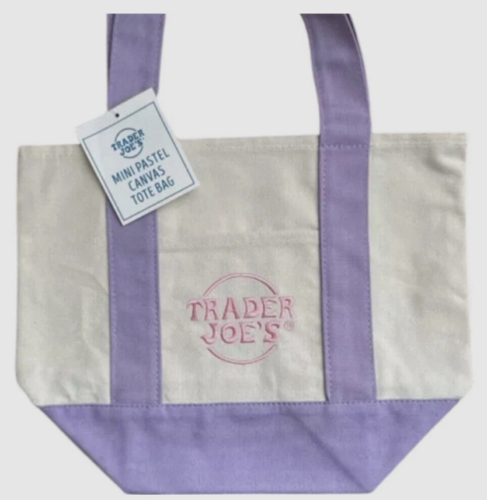Trader Joe's Pastel Mini Canvas Tote Bags 2025 LIMITED EDITION NWT LOT OF 4 - Image 3
