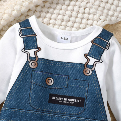 Newborn Baby Boy Printed Romper Pants Bodysuit Jumpsuit Outfit Infant Clothes - Image 12