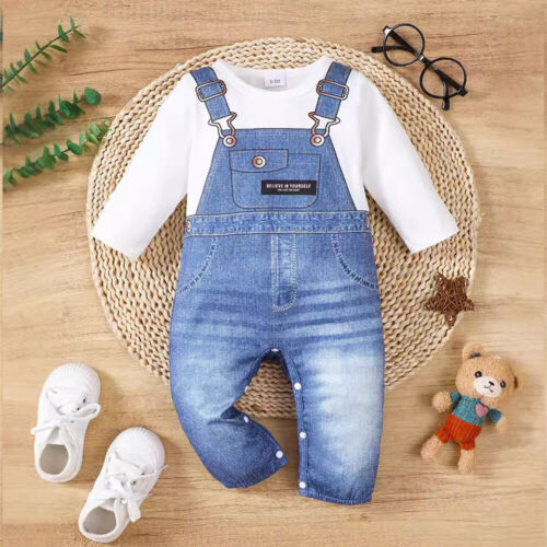 Newborn Baby Boy Printed Romper Pants Bodysuit Jumpsuit Outfit Infant Clothes - Image 19