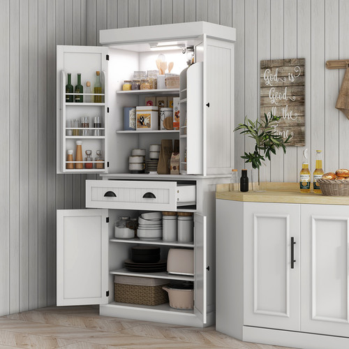 71" Kitchen Pantry Cabinet with Drawer and Adjustable Shelf