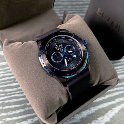 BULOVA Marine Star (98B308) Blue Dial Black Rubber Strap Men (Quartz) Watch 44mm - Image 3
