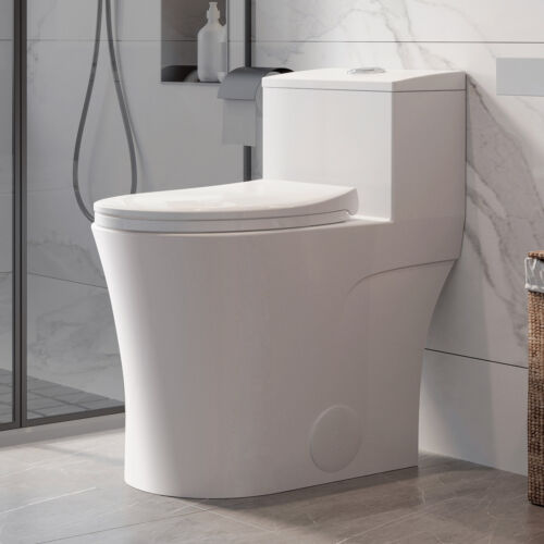 Modern Elongated Toilet One Piece Toilet W/ Comfort Seat ADA Height Dual Flush - Image 3