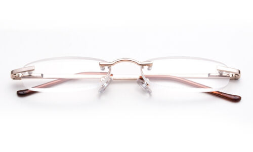 Classic Rimless Compact Reading Glasses Readers Travel Slim Design with Case - Image 7