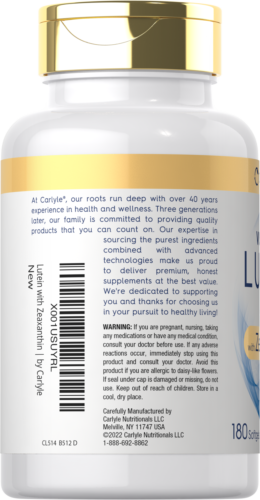 Lutein and Zeaxanthin 40 mg | 180 Softgels | Eye Health Vitamins | by Carlyle - Image 3