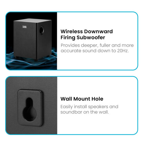 Acoustic Audio 5.1 Surround Sound Home Theater Sound Bar with Bluetooth, RCA, - Image 3