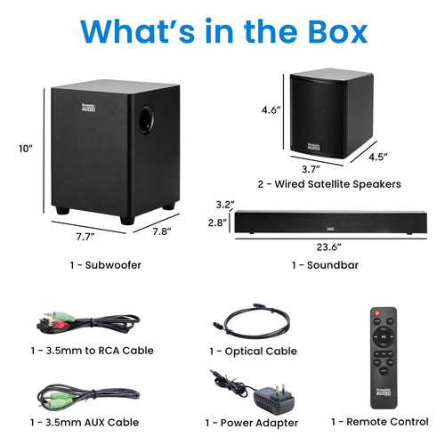 Acoustic Audio 5.1 Surround Sound Home Theater Sound Bar with Bluetooth, RCA, - Image 9