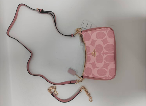 COACH Teri Shoulder Bag In Signature Canvas Powder Pink CAL51 Outlet NEW - Image 7