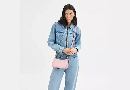 COACH Teri Shoulder Bag In Signature Canvas Powder Pink CAL51 Outlet NEW - Image 12