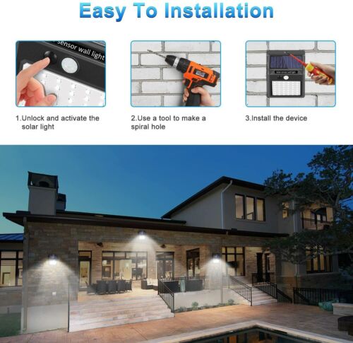 Waterproof 48 LED Solar Power PIR Motion Sensor Wall Light Outdoor Garden Lamp - Image 6