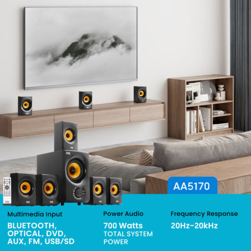 Acoustic Audio Home Theater 5.1 Bluetooth Speaker System with FM Tuner NEW - Image 3