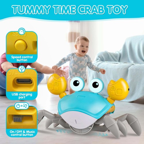 Upgraded Crawling Crab Baby Toy 2.0 -Sound Mute & Speed Control, Infant Tummy - Image 7