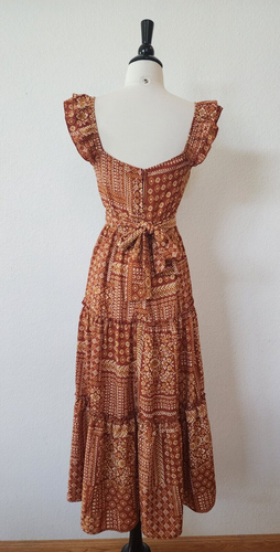 Anthropologie Midi Dress New Size Medium Bow Tie Back Romantic Coquette Peasant - Image 4