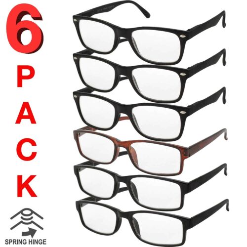 MENS WOMENS READING GLASSES UNISEX SPRING HINGE 6 PACK READERS BULK NEW READER - Image 3
