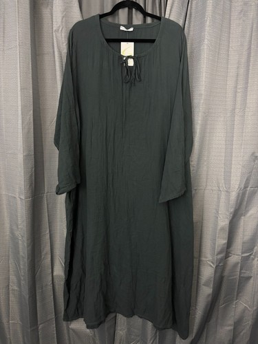 NWT Saga Made In Italy Gauzy Maxi Dress Womens OS Gray Lagenlook Beach Boho - Image 8