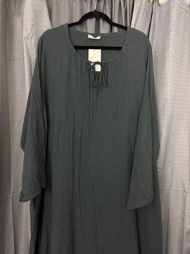 NWT Saga Made In Italy Gauzy Maxi Dress Womens OS Gray Lagenlook Beach Boho - Image 11