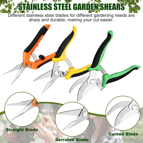 3 Pack Stainless Steel Pruning Shears & Garden Scissors, Premium Handheld Clippe - Image 4