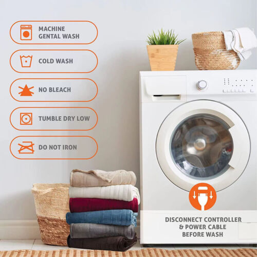 Heated Electric Blanket - 10hrs Timer Auto-Off & 6 Heating - 51" x 59" Gray - Image 6