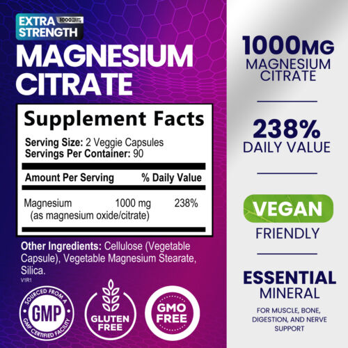 Magnesium Citrate Supplement 1000mg Best Absorption, Supports Bone, Heart Health - Image 29