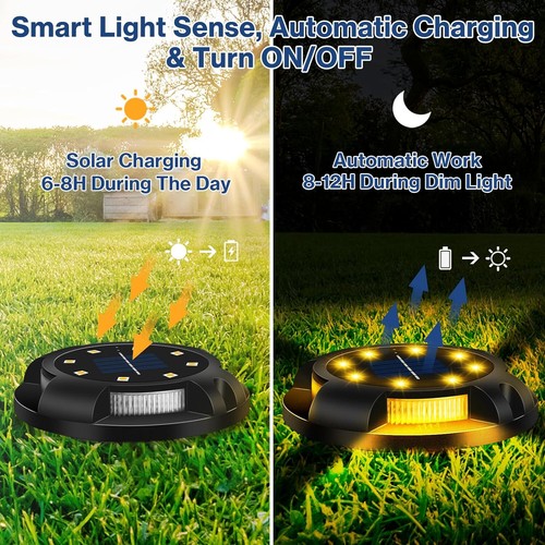 12 Pack Warm Solar In Ground Lights Outdoor Garden In Grond Lights Waterproof - Image 6