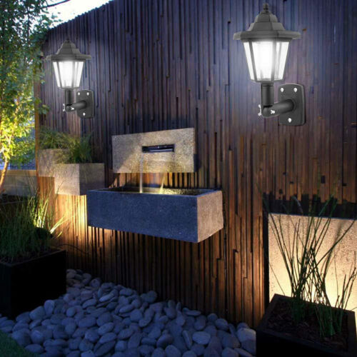 2/4 x Solar Powered Garden LED Light Outdoor Fence Wall Lantern Hexagonal Lamp - Image 3
