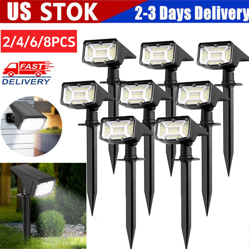 2-8 Pcs Solar 50LED Flood Lamp Spotlights Outdoor Garden Wall Landscape Lights - Image 2