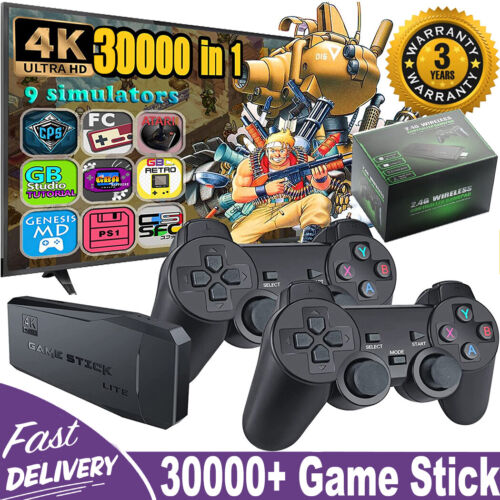 4K HDMI TV Game Stick Built-in 64GB 30000+ Video Games Console Wireless Gamepad - Image 2
