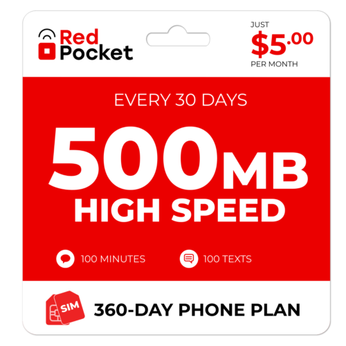 $5/Mo RedPocket Prepaid Wireless Phone Plan+Kit: 100 Talk 100 Text 500MB - Image 2