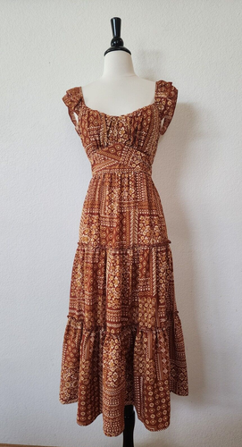 Anthropologie Midi Dress New Size Medium Bow Tie Back Romantic Coquette Peasant - Image 2