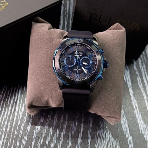 BULOVA Marine Star (98B308) Blue Dial Black Rubber Strap Men (Quartz) Watch 44mm - Image 2