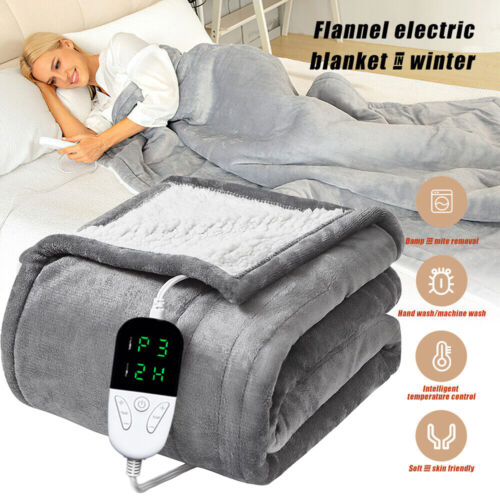 Heated Electric Blanket - 10hrs Timer Auto-Off & 6 Heating - 51" x 59" Gray - Image 3