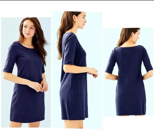 Lilly Pulitzer Estrada Out to Sea Flat French Terry Pink Blue Dress Size M New - Image 2