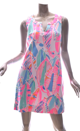 Lilly Pulitzer Estrada Out to Sea Flat French Terry Pink Blue Dress Size M New - Image 4